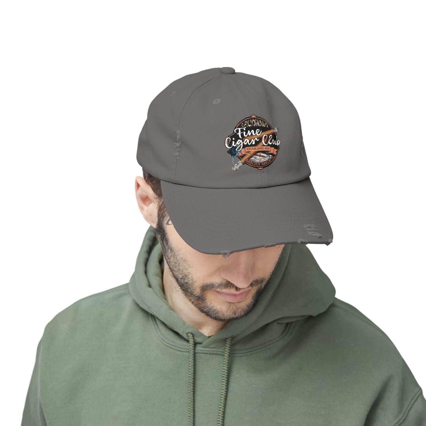 Fine Cigar Club Unisex Distressed Cap