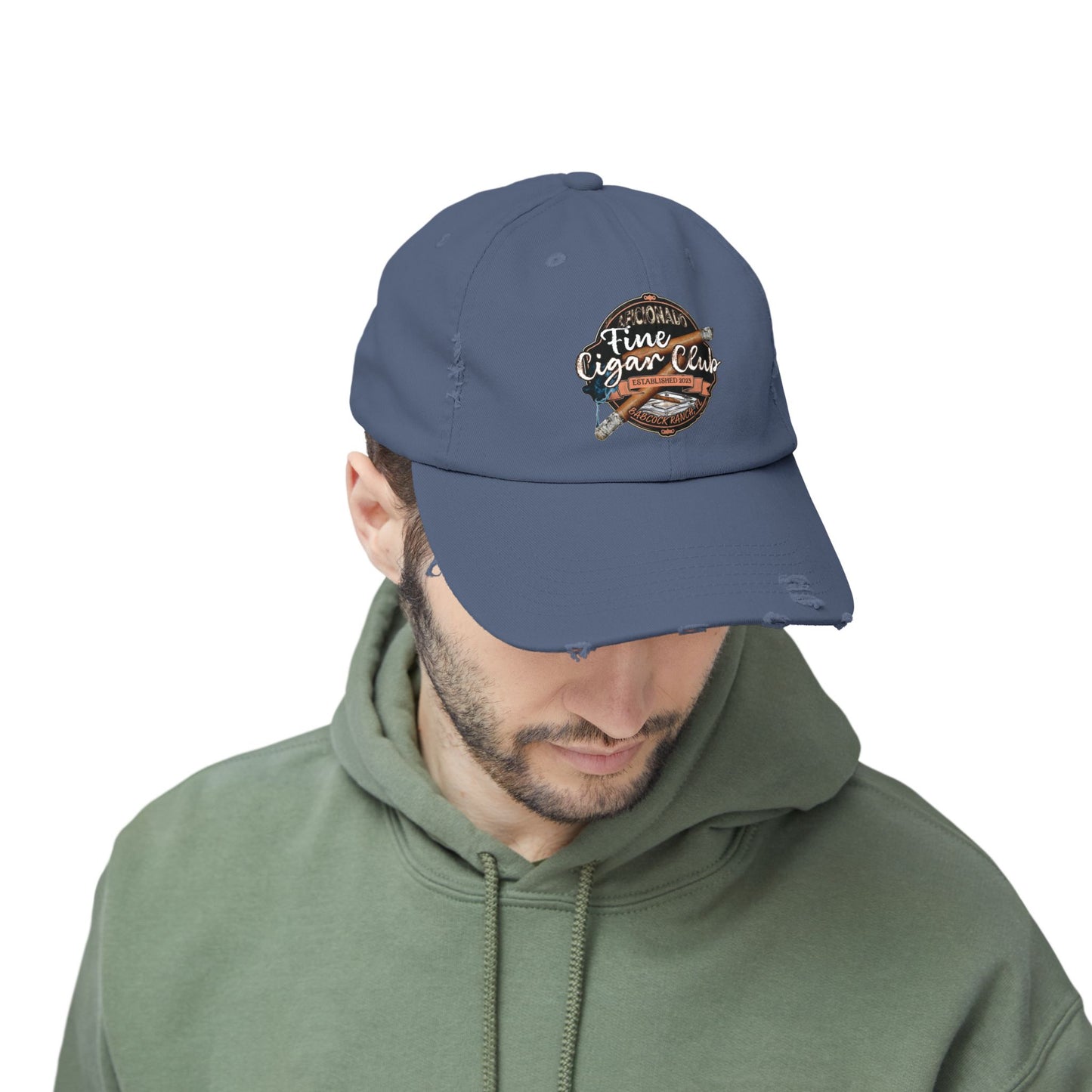 Fine Cigar Club Unisex Distressed Cap
