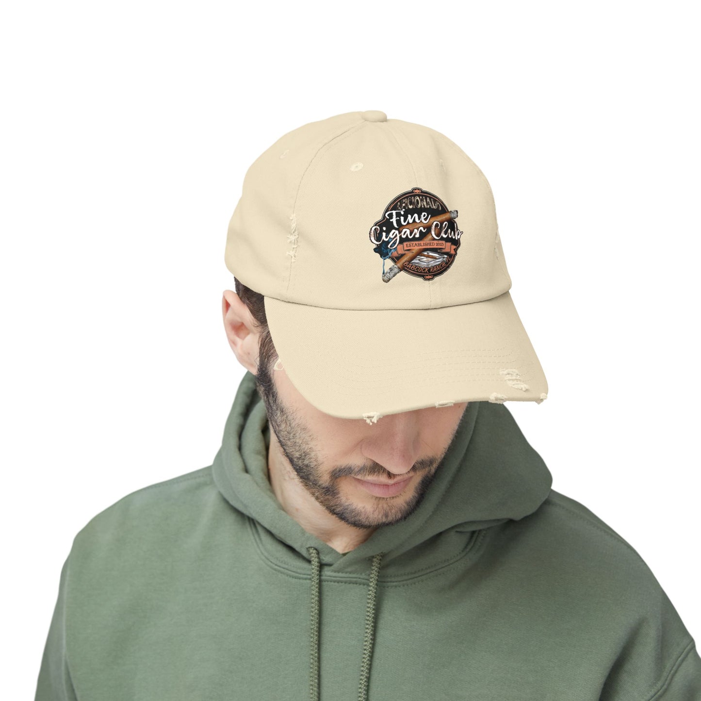 Fine Cigar Club Unisex Distressed Cap