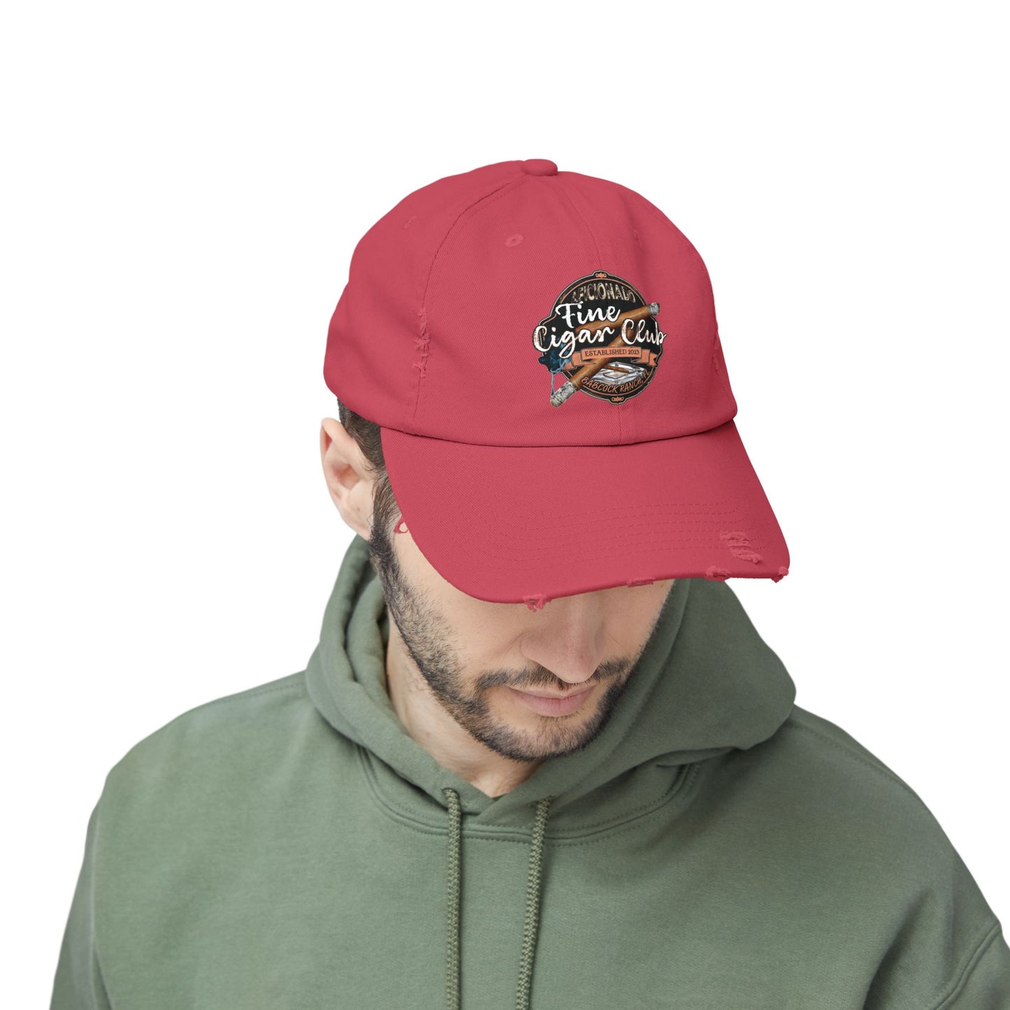 Fine Cigar Club Unisex Distressed Cap