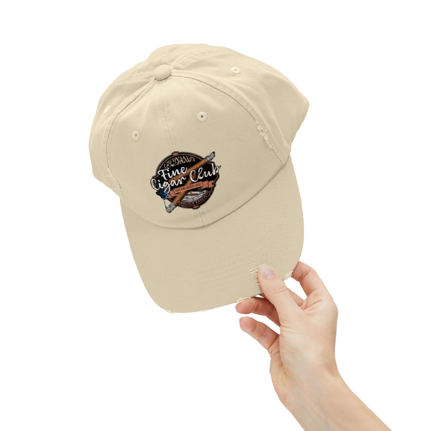 Fine Cigar Club Unisex Distressed Cap