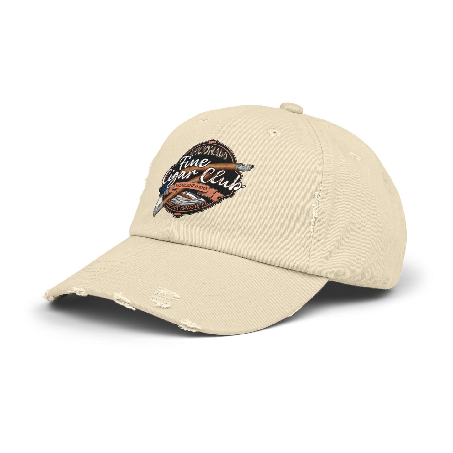 Fine Cigar Club Unisex Distressed Cap