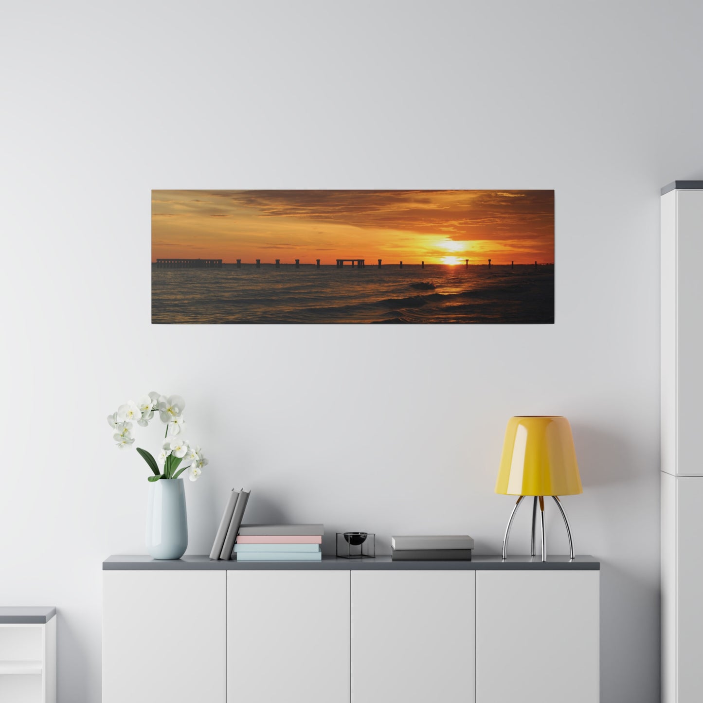 Matte Canvas, Stretched, 0.75"- Fort Myers Beach Sunset