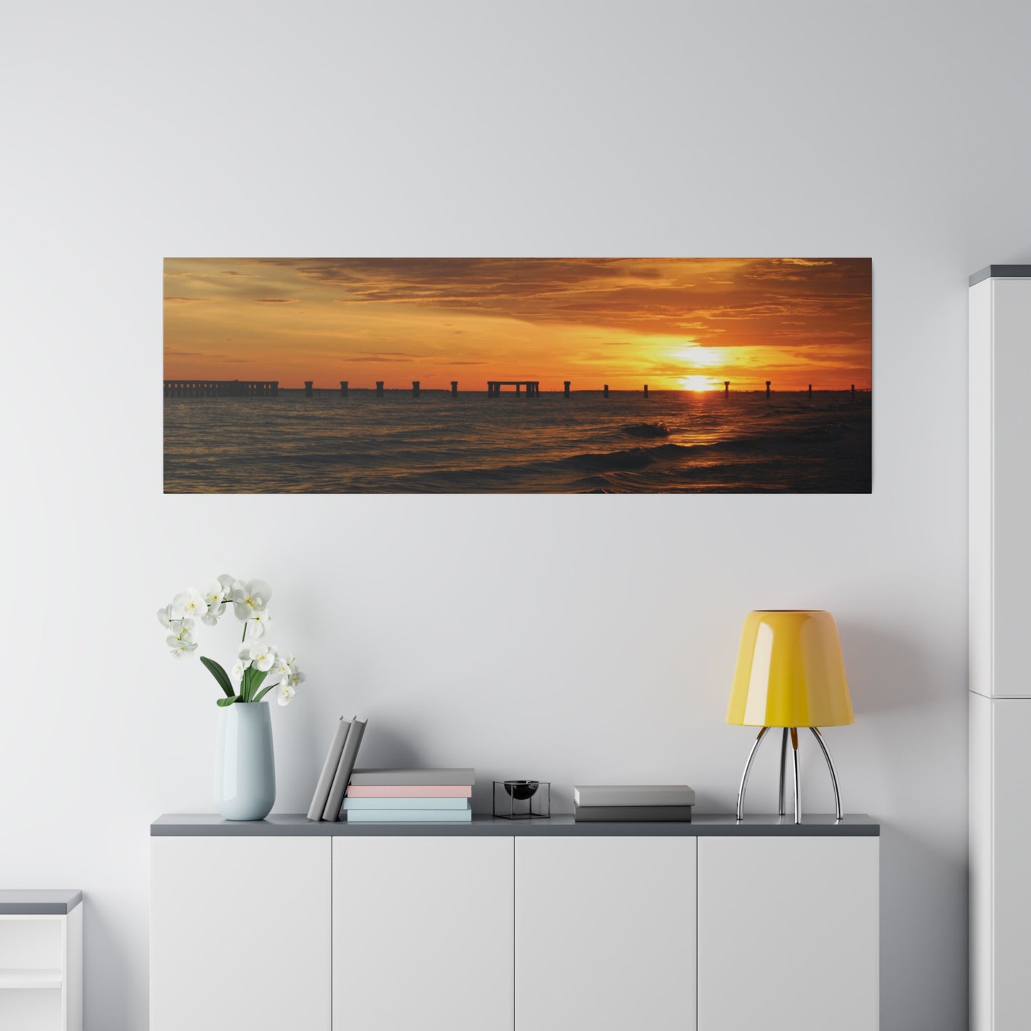 Matte Canvas, Stretched, 0.75"- Fort Myers Beach Sunset