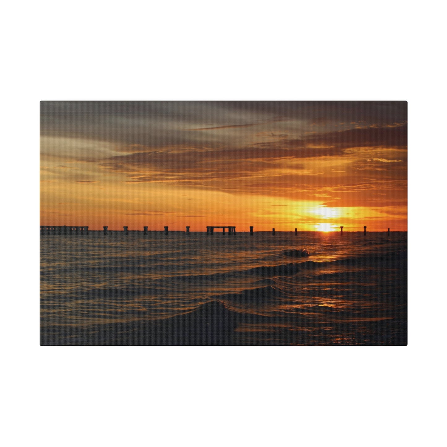 Matte Canvas, Stretched, 0.75"- Fort Myers Beach Sunset