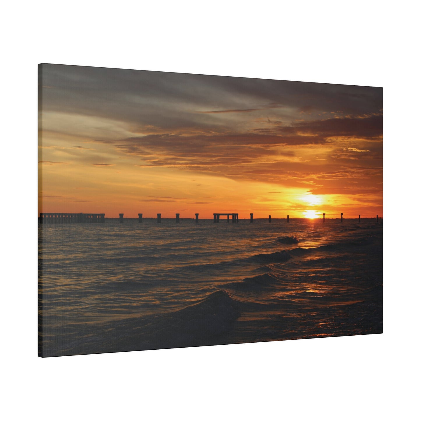 Matte Canvas, Stretched, 0.75"- Fort Myers Beach Sunset