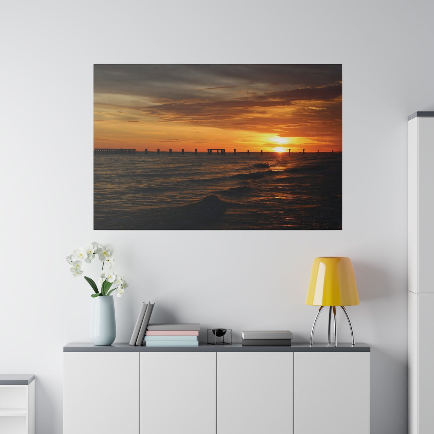 Matte Canvas, Stretched, 0.75"- Fort Myers Beach Sunset