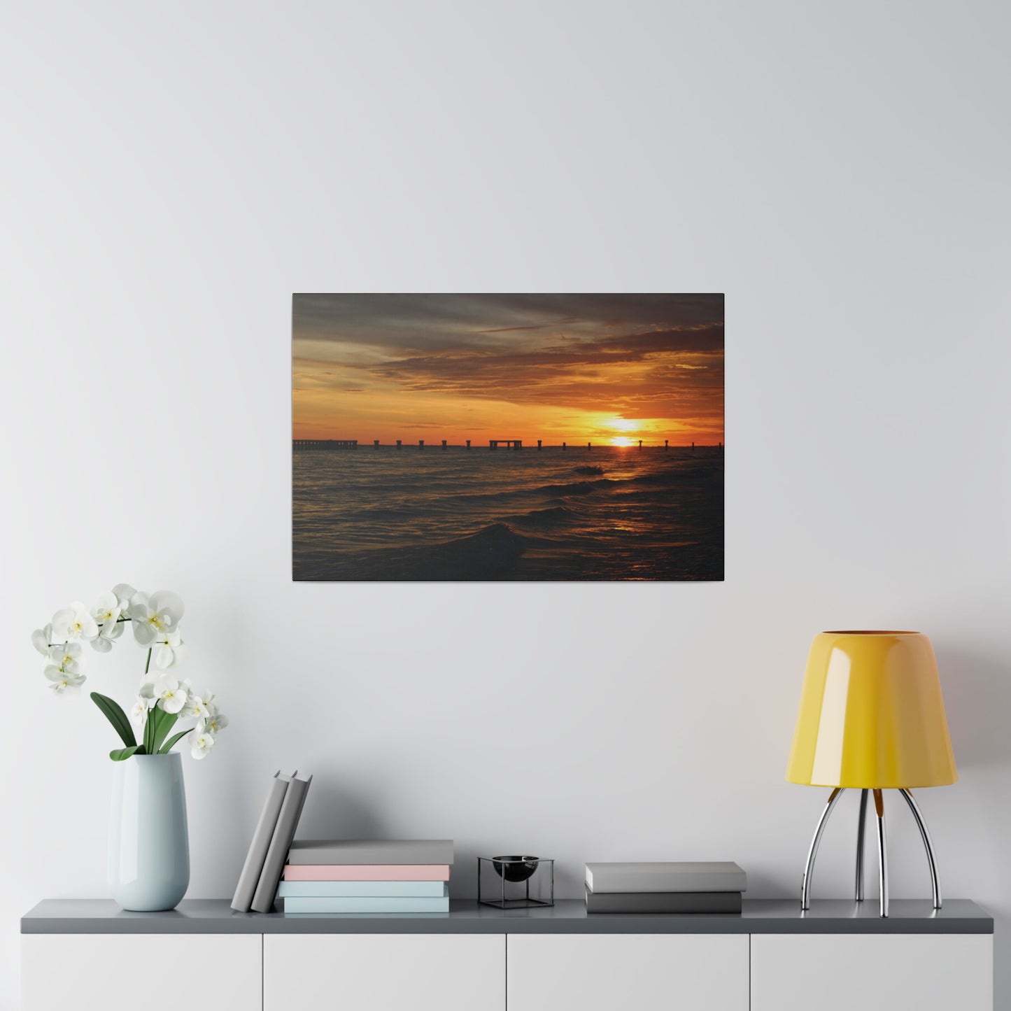 Matte Canvas, Stretched, 0.75"- Fort Myers Beach Sunset