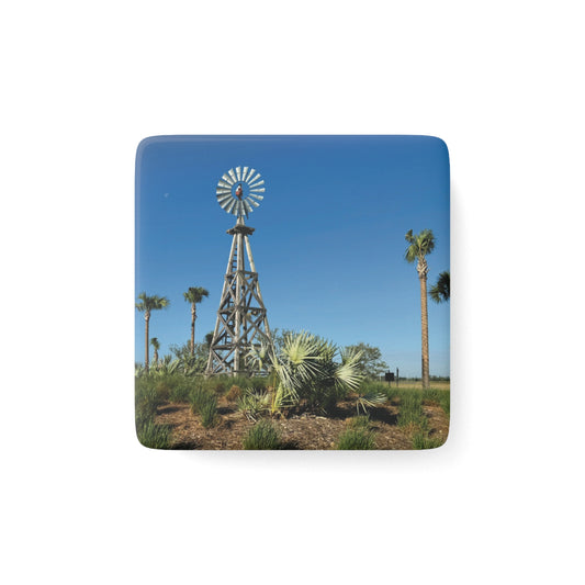 Porcelain Magnet, Square- Windmill in Babcock Ranch