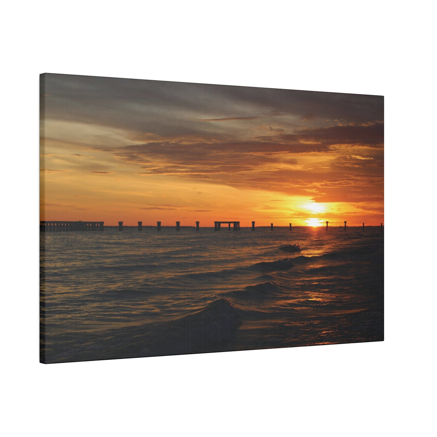 Matte Canvas, Stretched, 0.75"- Fort Myers Beach Sunset