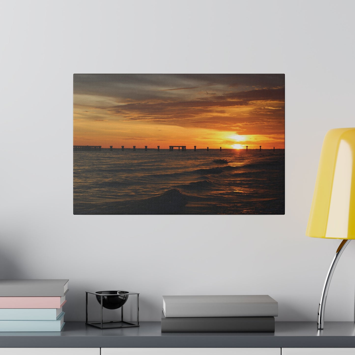 Matte Canvas, Stretched, 0.75"- Fort Myers Beach Sunset