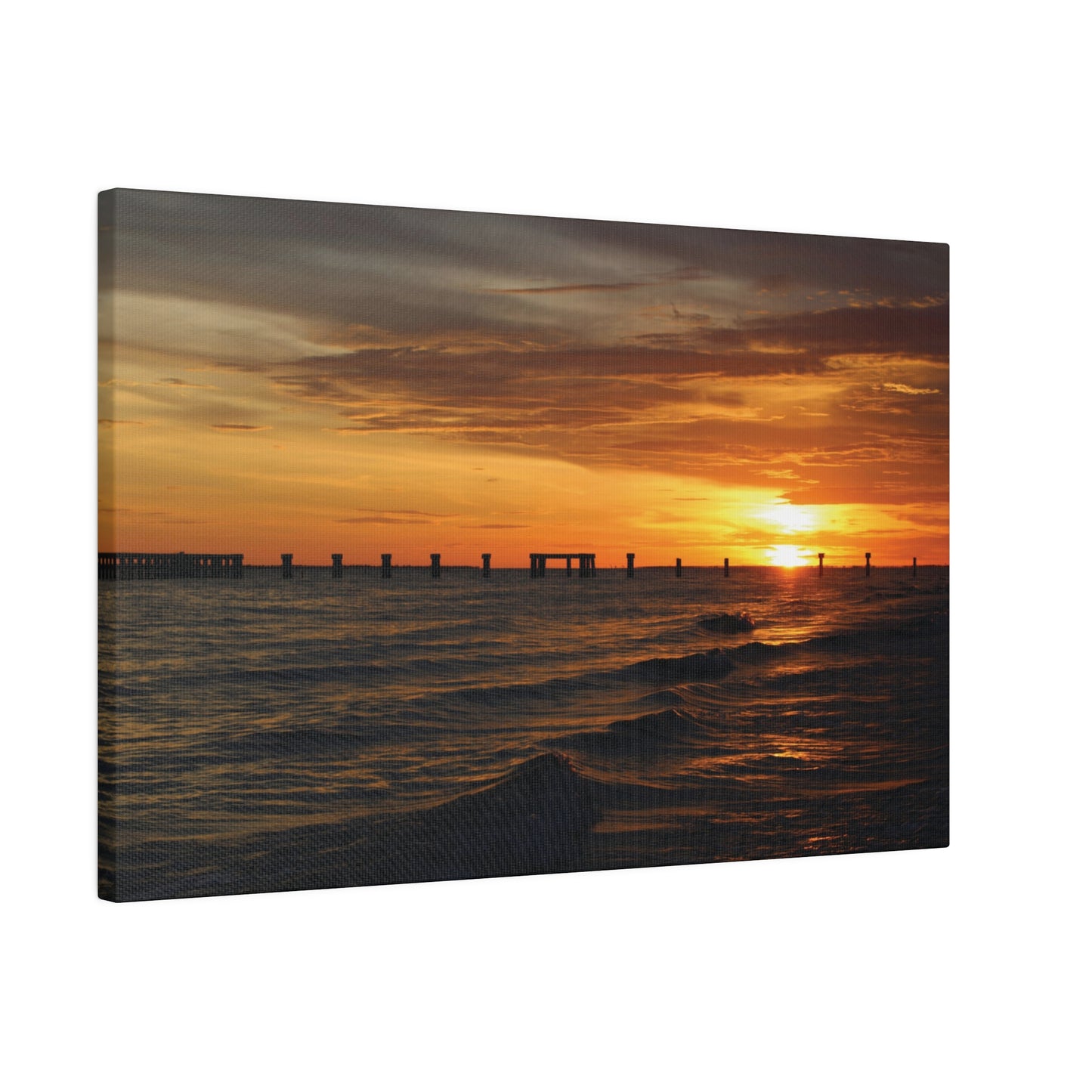 Matte Canvas, Stretched, 0.75"- Fort Myers Beach Sunset