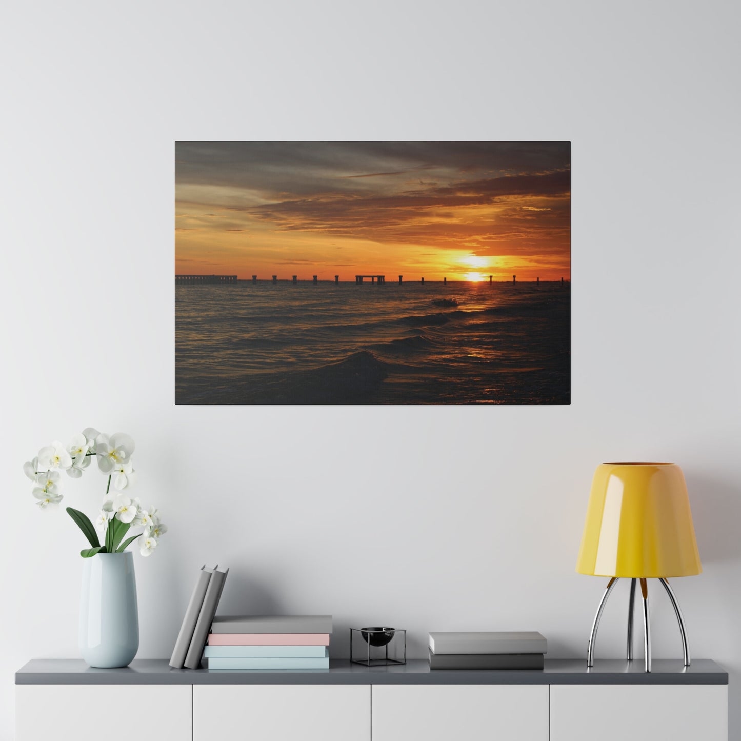 Matte Canvas, Stretched, 0.75"- Fort Myers Beach Sunset