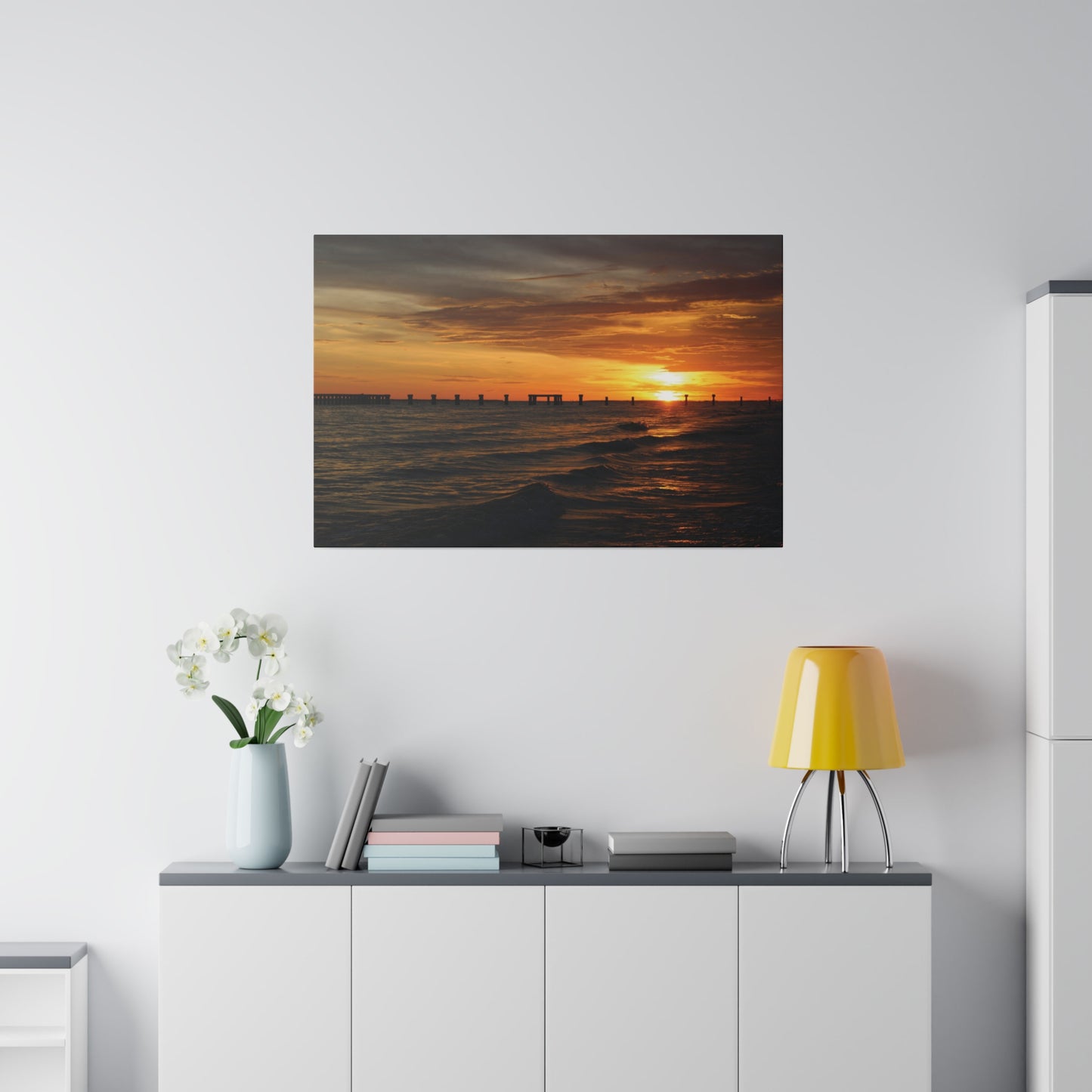 Matte Canvas, Stretched, 0.75"- Fort Myers Beach Sunset