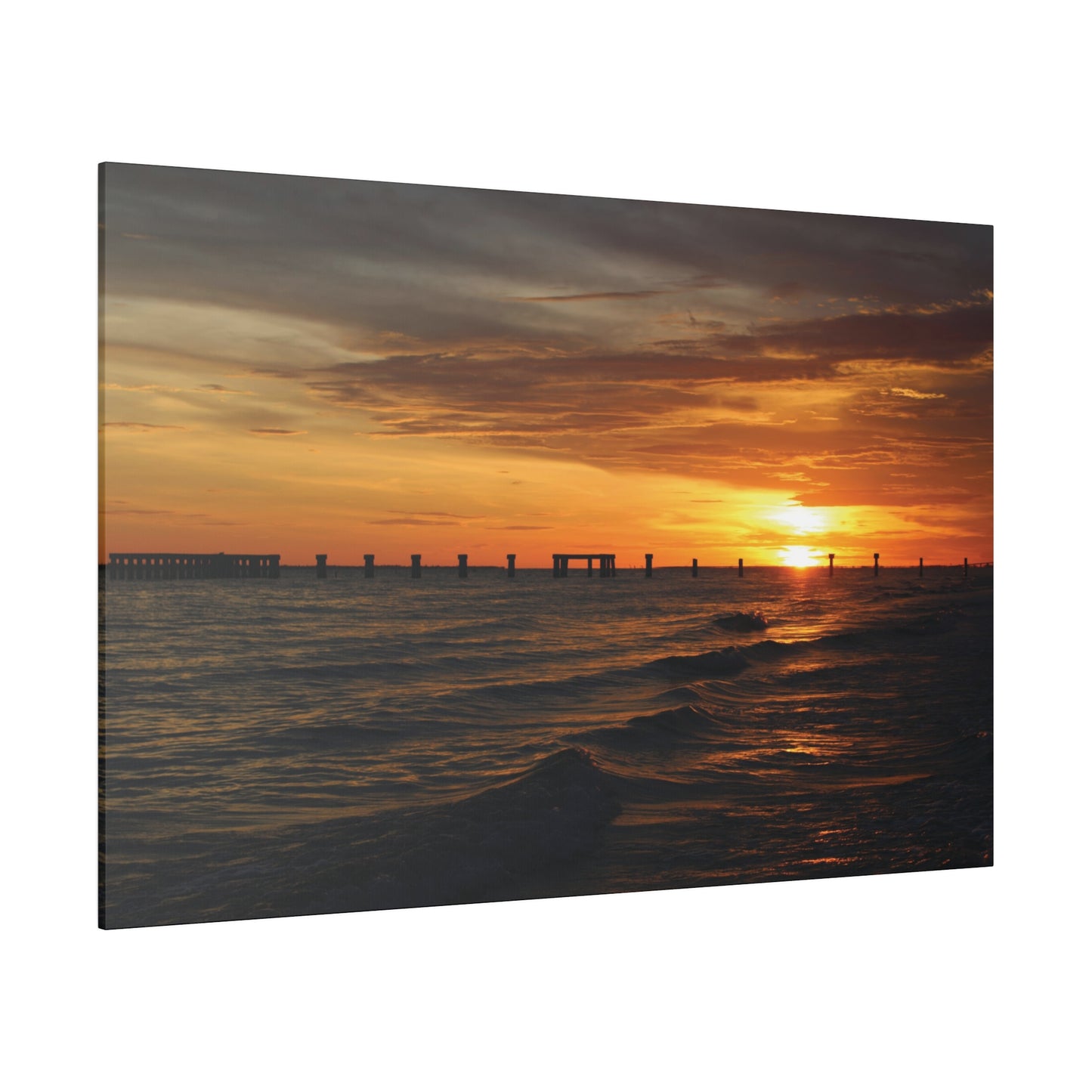 Matte Canvas, Stretched, 0.75"- Fort Myers Beach Sunset