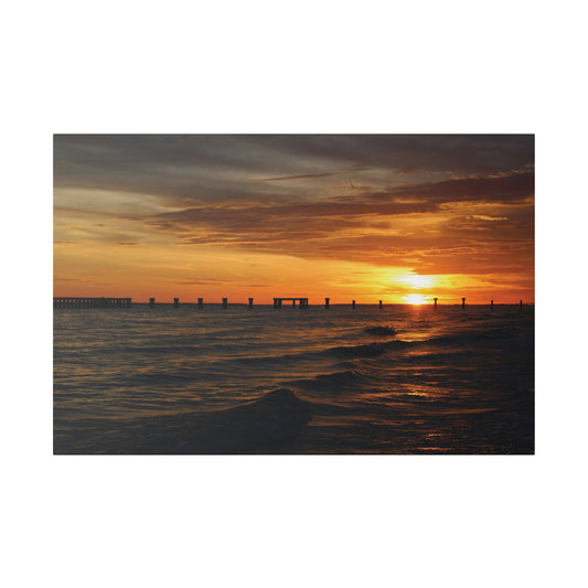 Matte Canvas, Stretched, 0.75"- Fort Myers Beach Sunset