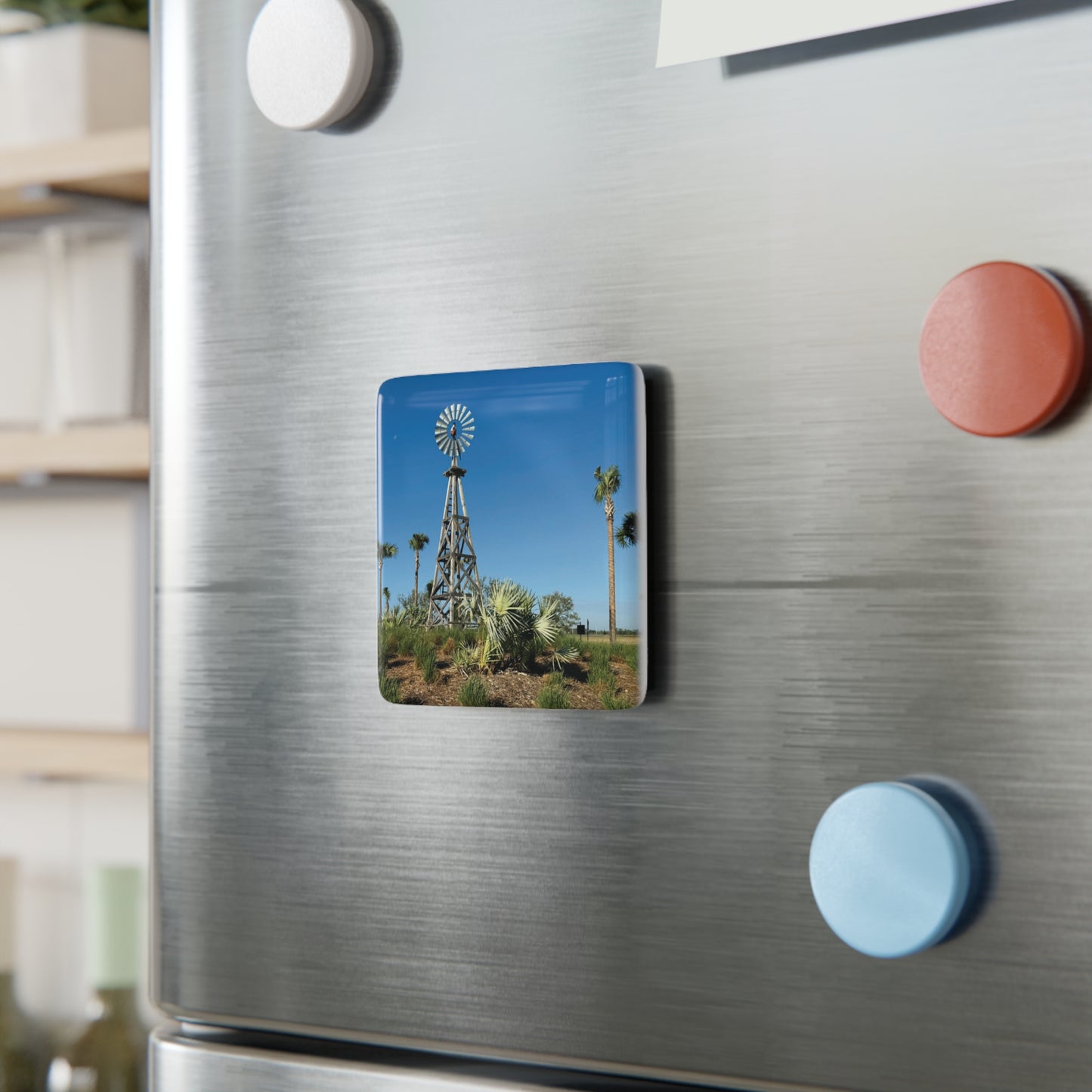 Porcelain Magnet, Square- Windmill in Babcock Ranch